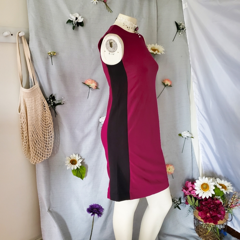 Y2K Striped Work Burgundy Dress Super Thick stretch material
